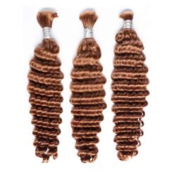 #30 Color Deep Wave Virgin Human Braided Hair Bulk 10-30 inch Wholesale Raw Hair