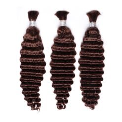 #4 Color Deep Wave Virgin Human Braiding Hair Bulk 10-30 inch Wholesale Raw Hair